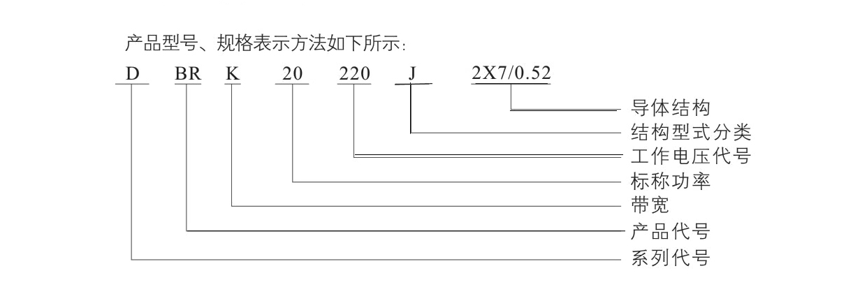 自限溫電伴熱帶國標型號DBRZBR與對應型號說明